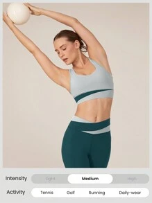 GLOWMODE FeatherFit™-Sculpt Two-Tone Sports Bra Medium Impact Workout Daily Gym