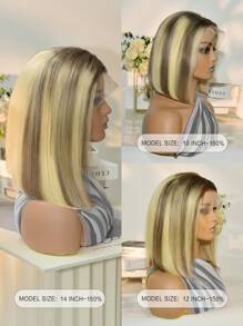 Honey Blonde Highlights P18/613 Bob  Wave 13X4 Lace Front Wig Human Hair Pre Plucked With Baby Hair  High Density - S18/613 - View 6