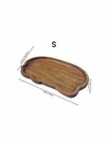 1pc Solid Wood Breakfast Tray, Bathroom Tray, Asymmetric Shape Serving Platter, Cheese Board, Decorative Kitchen Tray, Dining Service Plate