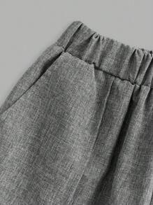 SHEIN Leap Crew 2pcs Tween Boy Preppy Casual Versatile Vest And Elastic Waist Pants Set, Gentleman Style Outfit Suitable For Autumn, Spring, Summer, Outdoor Play, School, Street Style, Party And Casual Home Wear - Dark Grey - View 3