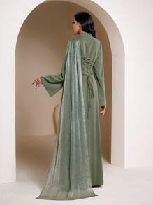 Veilorie Women Elegant Flowy Flared Sleeve Arabic Style Long Dress Modest