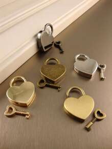 1pc Zinc Alloy Lock, Creative Golden Heart Design Padlock For Household Valentine's Day, Valentines Wedding, Birthday