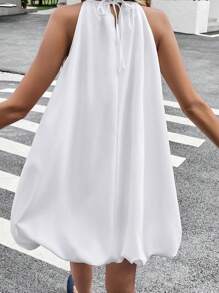 SHEIN Essnce Women's Casual Solid Color Halter Neck White Mini Dress - White - View 2