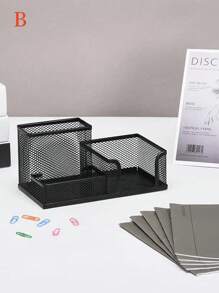 1 Pack Desk Organizer Desktop Mesh Pen Pencil Holder Caddy With 4 Compartments, Office Home School Classroom Accessories Cool Supplies Black Back To School