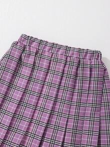 SHEIN Conjunto de falda y sudadera con cuello polo 2 en 1 para niña preadolescente