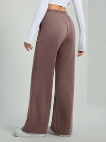 SHEIN Tall 女士棕色抽绳休闲直筒运动运动裤