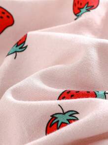 Cozy Pixies Baby Girl Strawberry Pattern Square Neck Ruffle Trim Cinched Waist Dress - Pink - View 5