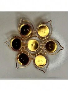 1 件/2 件/3 件 直径 21cm * 21cm 7 星梅花茶灯烛台 - 金属桌面烛台，圣诞节/新年/情人节/婚礼派对餐桌装饰，莲花图案茶灯烛台 - 彩色 - 查看 5
