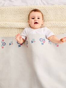 Cozy Pixies 1pc Ditsy Floral Baby Knit Swaddle Blanket, Spring/Summer