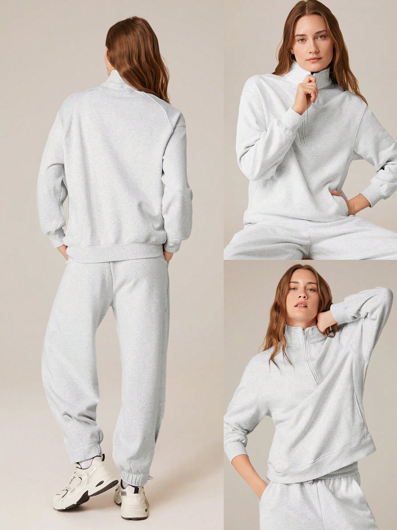 フリース 長袖スウェットシャツ ジップアップ サイドポケット