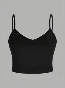 SHEIN EZwear 3 件套女士加大码纯色黑色吊带背心，休闲修身款，适合夏季 - 彩色 - 查看 6