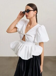 SURIMA Blusa informal de unicolor para mujer, sencilla y de moda, para uso diario