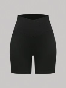 Chiquease Shorts casuales de cintura alta negros para mujer, primavera/verano