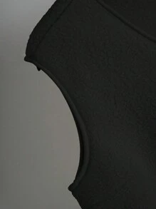 EMERY ROSE 女士休闲单排扣口袋马甲夹克，纯色，秋冬 - 黑色 - 查看 3