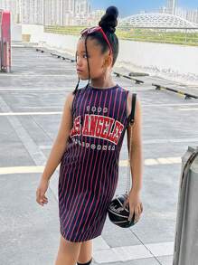 Tween Girls' Casual Street Fashion Round Neck Sleeveless Dress