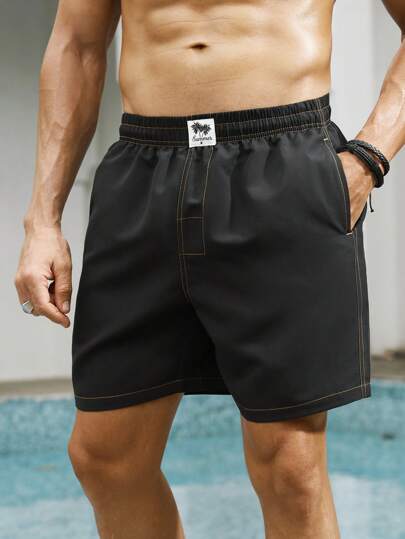 Manfinity Swimmode شورتات شاطئ صيفية عادية ذات خصر مطاطي للرجال