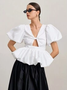 SURIMA Blusa informal de unicolor para mujer, sencilla y de moda, para uso diario