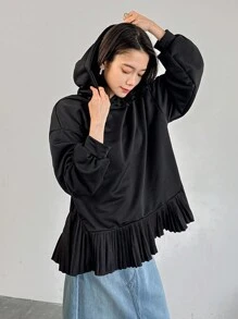 FRIFUL Women's Loose Contrast Color Patchwork Hoodie Sweatshirt,Fall Clothes