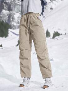 In My Nature Pantaloni casual lunghi da donna con stampa di lettere, vita con coulisse e pieghe, adatti per attività all'aperto come trekking