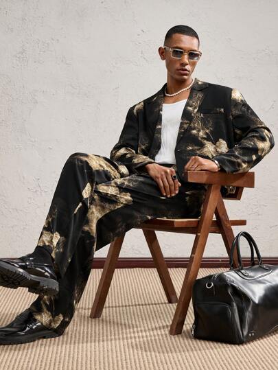 AKNOTIC Party 男士梭织宽松短款超大休闲西装外套，适合日常穿着、毕业礼物、上学、秋冬