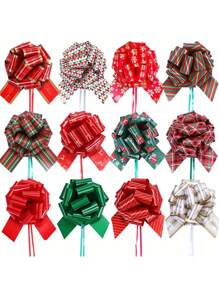 SHEIN 6/12 件 40 毫米宽蕾丝适用于圣诞礼物包装、圣诞装饰、花店、圣诞节 - 彩色 - 查看 1