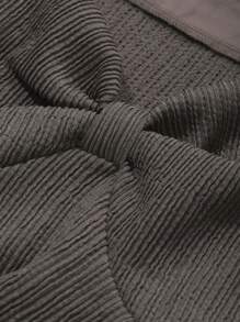 DAZY 女士休闲宽松荷叶边T恤夏季，娃娃装上衣 - 咖啡棕 - 查看 8