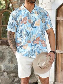 ResortEase Plus Size Men Casual Simple Fashion Dress Shirt, For Daily Wear