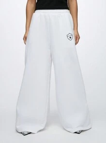 SUMWON WOMEN High Performance Wide Leg Lounge Track Pants SMWN WMNA Athletic Relaxed Fit Sports Bottoms Workout Gym Dance Training Winter Exercise Pants - White - View 3