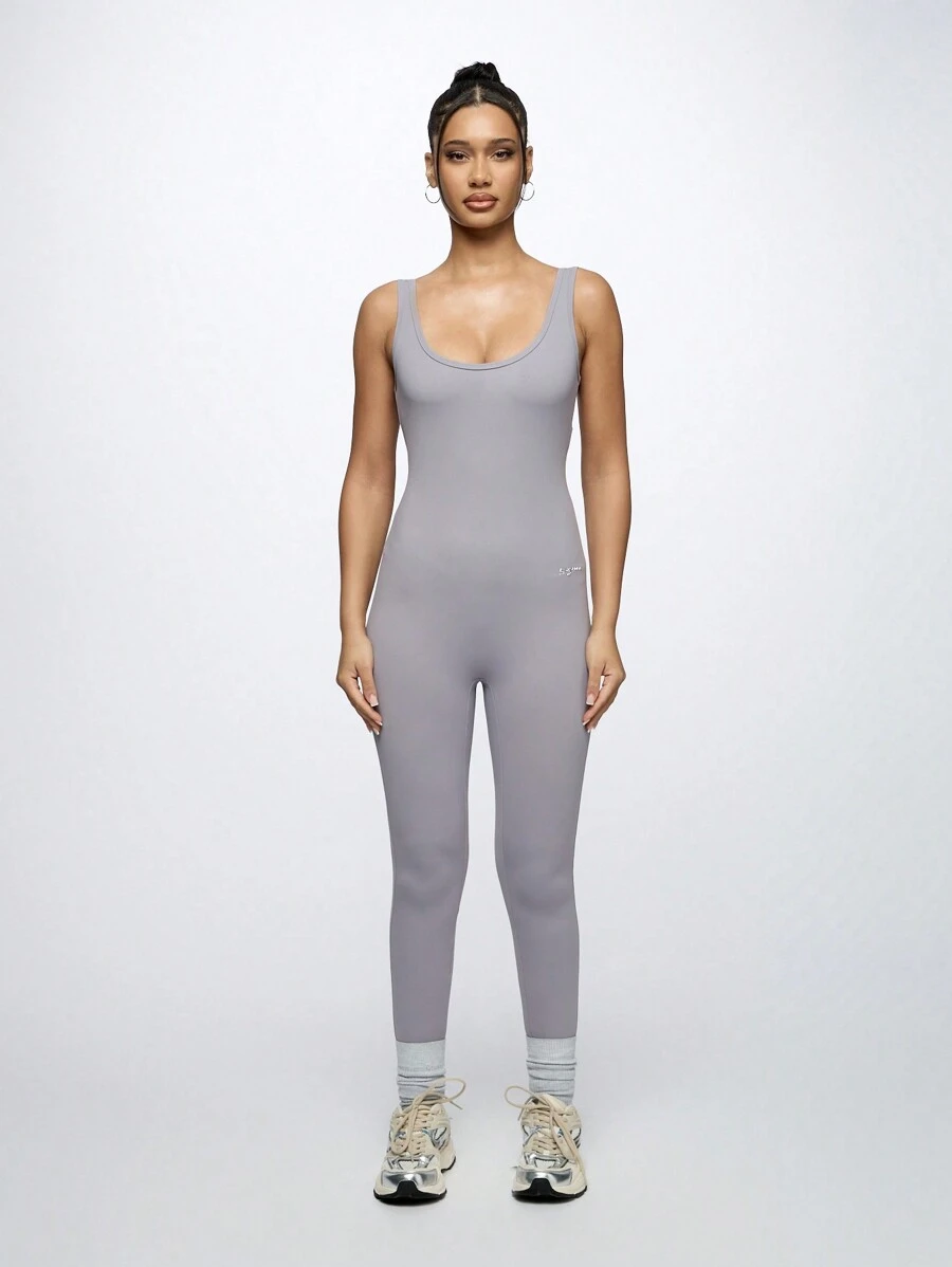 SUMWON WOMEN Seamless Compression Athletic Unitard Performance Workout Full Body Suit Training Exercise Jumpsuit Dance Yoga Fitness Active Gym Wear Sculpting Bodysuit Ballet Base Layer - Light Grey - View 1