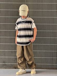 Tween Boys' Casual Striped Wide Strap Tank Top