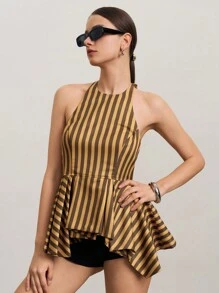 COSMINA Top de tirantes con rayas, diseño minimalista, para uso casual diario de la mujer