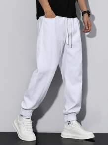 Manfinity Homme Quần Jeans Denim Thường Ngày Màu Trơn Cho Nam - trắng - Xem 6