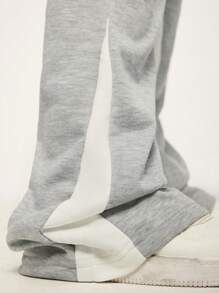 SHEIN Explorewe Tween Boy Single Piece Sweatpants, Pale Gray Sports Pants For Tween Boys Spring & Autumn. Side White Stripe Design Adds Vitality, Loose Fit Showcases Street Fashion Style, Patchwork Design Flatters The Figure, Allowing You To Effortlessly Exude Personalized Charm And Youthful Vigor On The Street. - Grey - View 3