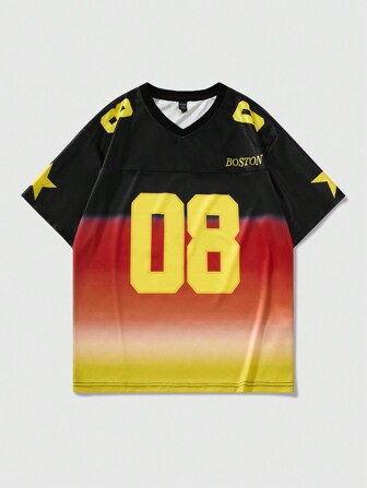 Prep Maglia sportiva a maniche corte con gradiente, stile Y2K, adatta per uso quotidiano in primavera/estate