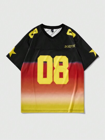 Prep Camiseta deportiva de manga corta con degradado para hombre, apta para uso diario en primavera/verano