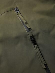 Manfinity Sport Corelite 男士休闲简约时尚夹克，日常穿着 - 軍綠色 - 查看 5