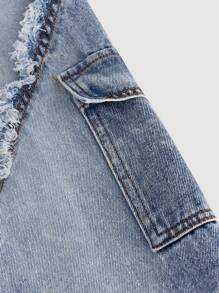 SHEIN Teen Girls Y2K Frayed Star Embellished Loose Blue Denim Jeans,Fall Back To School Clothes Outfits,Girl Denim Jeans Clothes