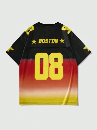 Prep Camiseta deportiva de manga corta con degradado para hombre, apta para uso diario en primavera/verano