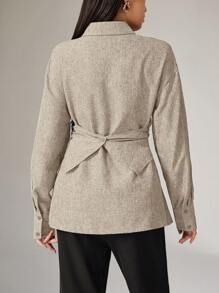 Heiryn Women's Plain Long Sleeve Casual Crossover Shirt, Autumn