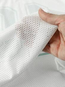 ROMWE MEN Prep Kaos Olahraga Pria Lengan Pendek Gaya Jersey Sepak Bola Kasual Musim Semi/Panas, Motif Grafis, Kain Jala, Motif Patchwork, Musim Panas - Hijau - View 6