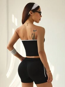 Slayform Slayform 女士紧身撞色瑜伽运动胸罩 - 黑色 - 查看 3