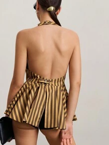 COSMINA Top de tirantes con rayas, diseño minimalista, para uso casual diario de la mujer