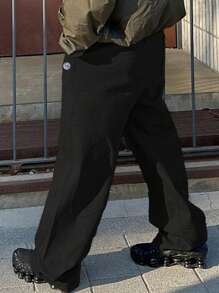 DAZY 男士春季字母刺绣黑色运动裤男士慢跑裤秋季