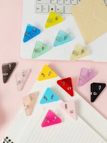 SHEIN Set de 10 piezas/20 piezas Clips multiusos de sujeción triangular, útiles sujetadores organizadores de archivos para documentos, papeles, facturas - Multicolor - Ver 4
