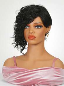 萬聖節短圓蓬式髮型捲髮假髮自然顏色帶劉海穿戴至假髮 - SNatural - 查看 2