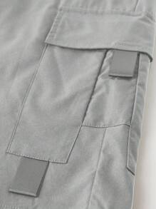 Manfinity Homme Quần short đơn giản có túi buộc dây phía trước màu trơn dành cho nam, thường ngày ngày lễ - Màu Xám nhạt - Xem 3