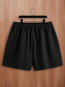 Manfinity VCAY 大码男士宽松卡通人物印花短袖针织圆领 T 恤和短裤套装 - 杏色 - 查看 6