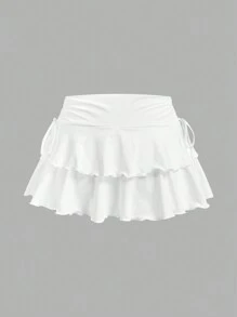 SHEIN MOD 两件套女士休闲简约褶皱腰A字裙，适合演唱会、游轮、夜店等场合，性感百搭，外出穿着