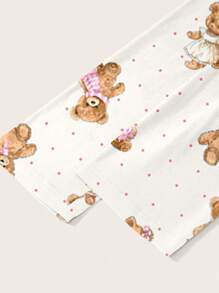 SHEIN Essnce 可爱休闲简约不对称心形圆点露肩图案 T 恤女款 - 白色 - 查看 3