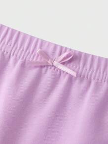 Set de 3 piezas de camiseta y ropa interior tipo braga de unicolor, dulce y bonito para niña